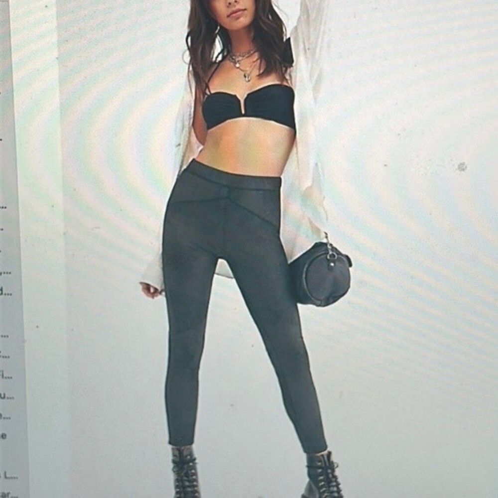 Free People Midnight Vegan Suede Skin Size Lrg Color Black NWT​